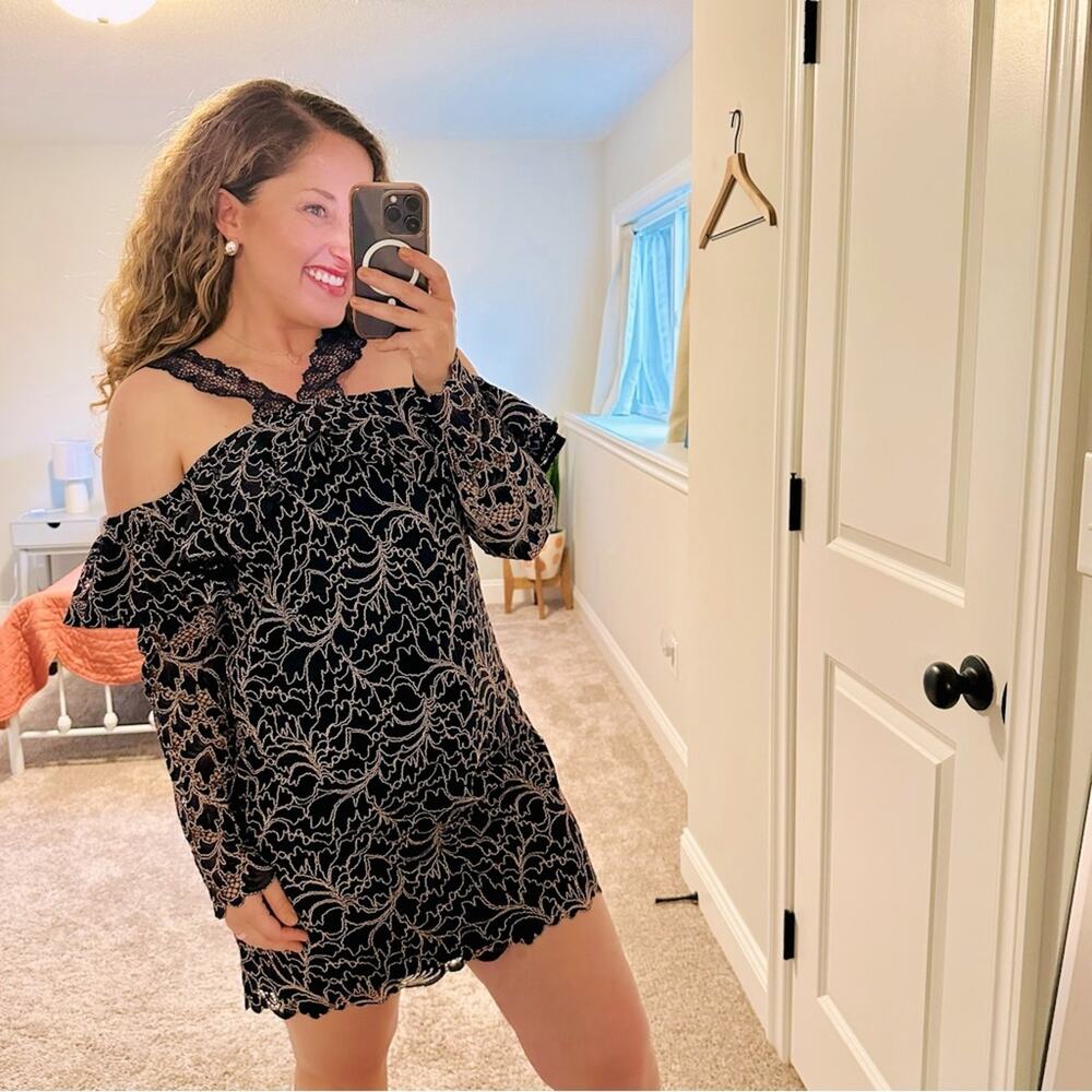 NWT Jay Godfrey Navy Blue Floral Halter Bare Shoulder Mini Dress 8